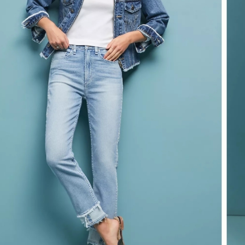 Mcguire X Anthropology Vintage Slim Light Blue Denim Jeans Sz 26 Distressed